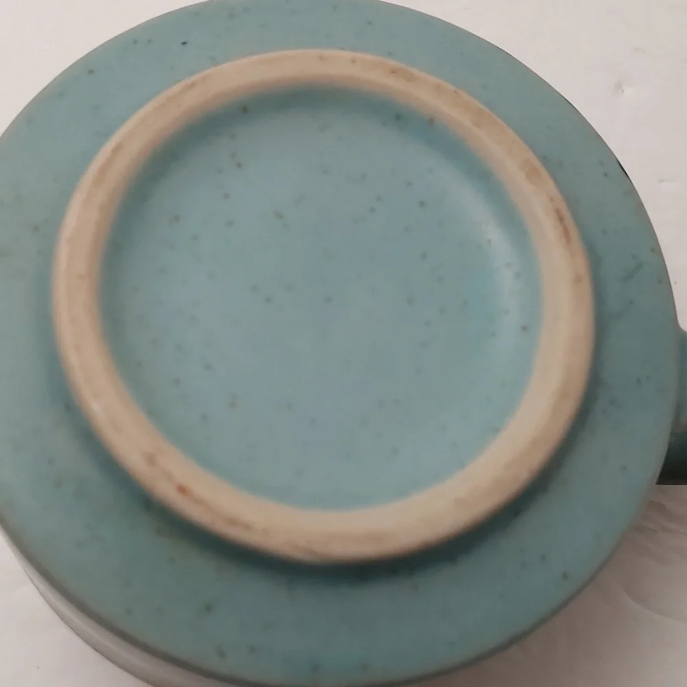 Vintage Soup Bowl Light Blue Orange Flowers